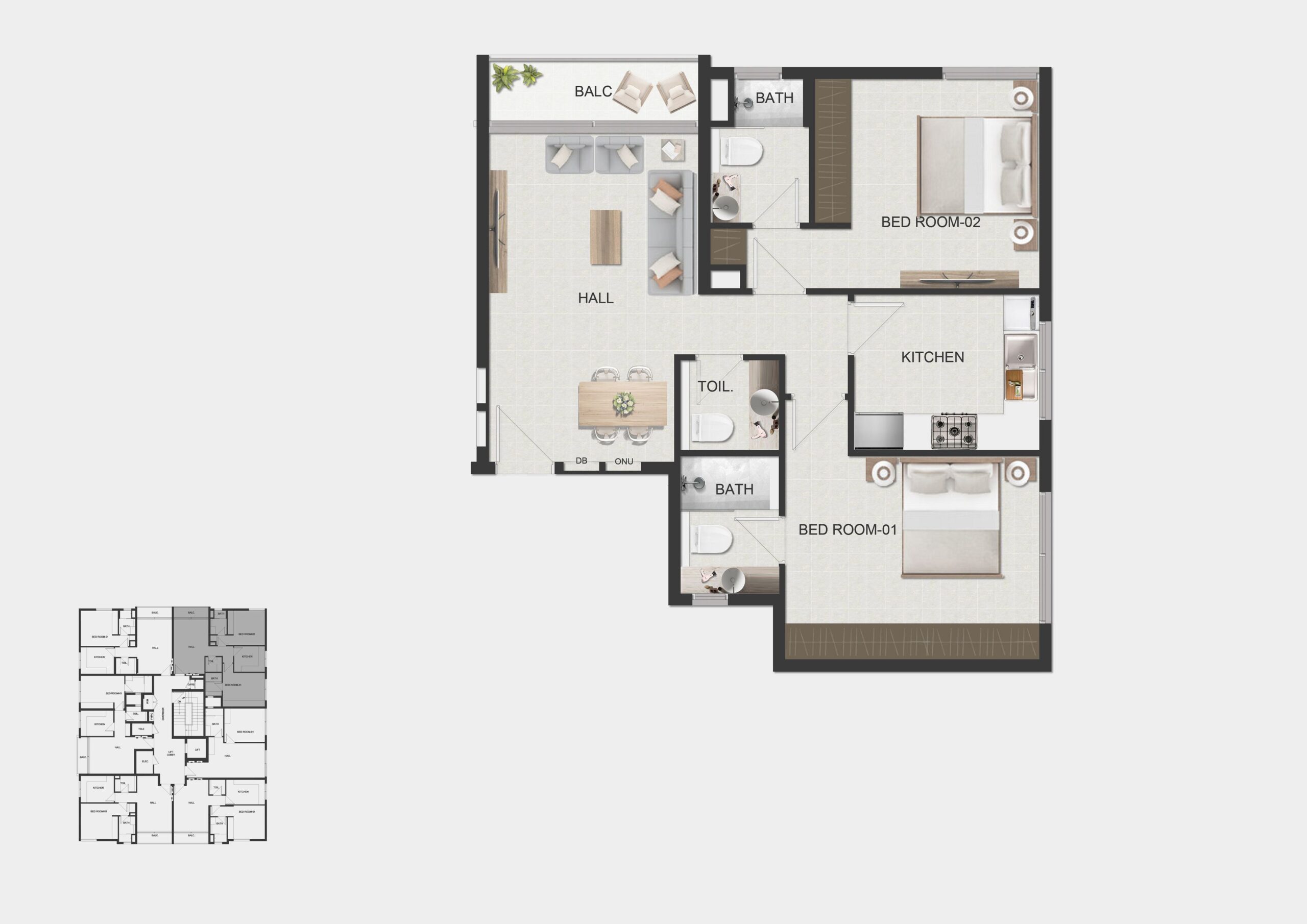 2 BHK floor plan